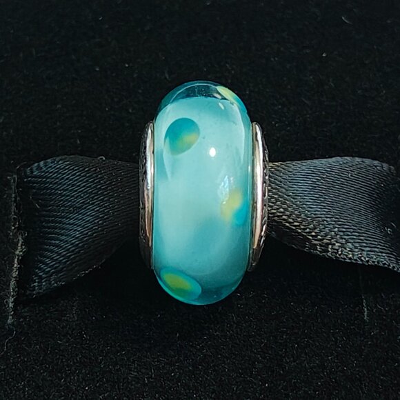 Pandora Jewelry - Authentic Pandora Retired Teal Murano Polka Dot Charm 790605 Glass
